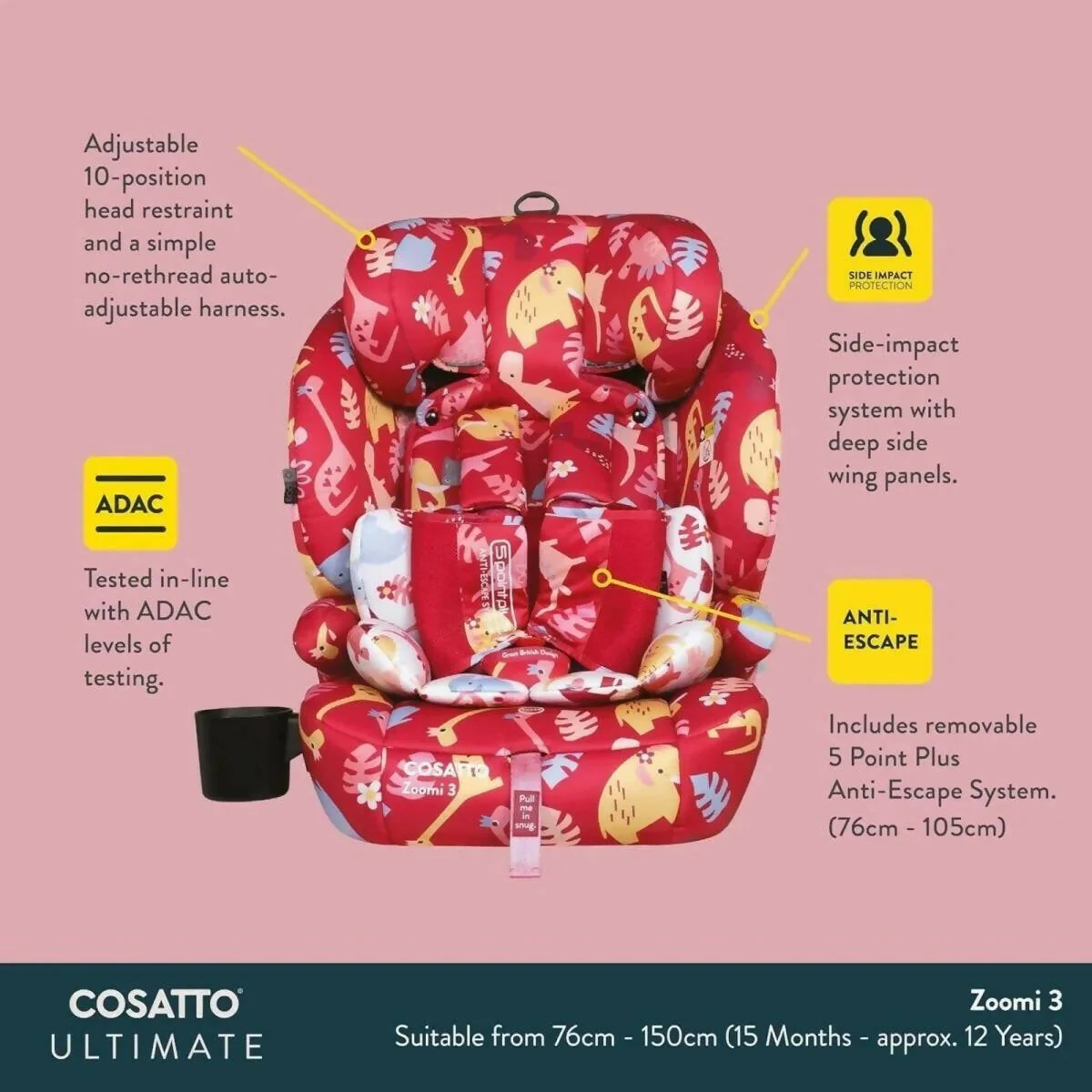 Cosatto Zoomi 3 i-Size Car Seat - Bear Hug - Image 7