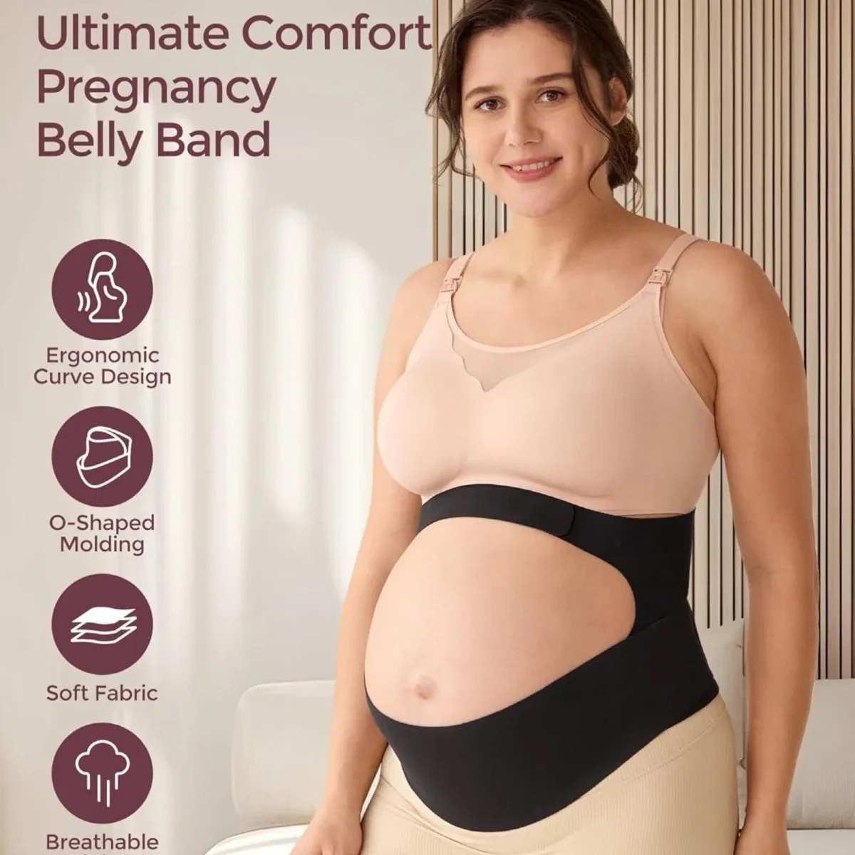 Momcozy Ergonest Maternity Belly Band M - Black - Image 3